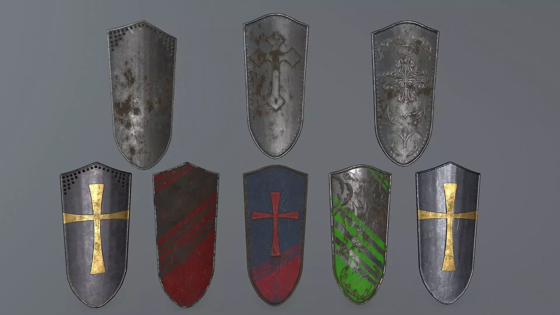 shield set spartan Low-poly 3D model_0