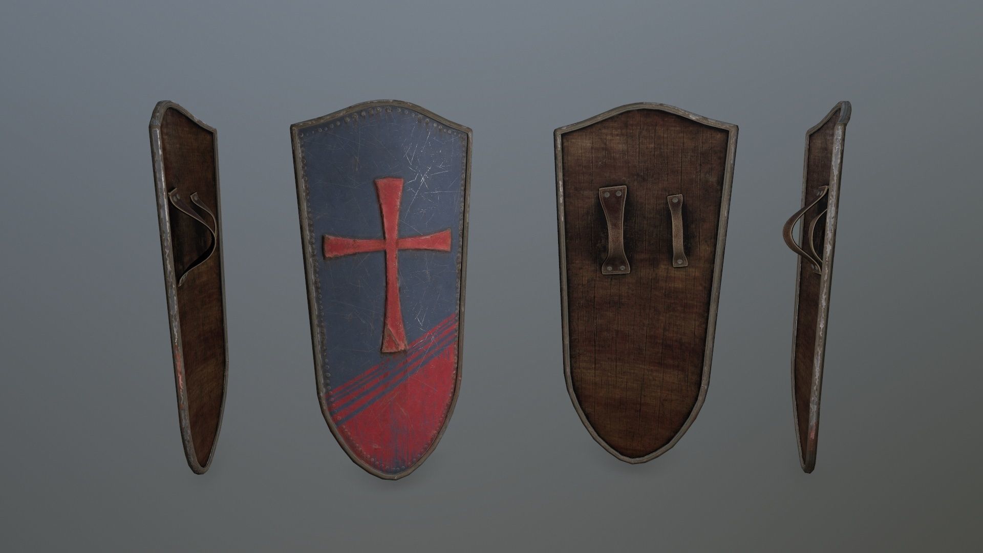 shield set spartan Low-poly 3D model_4