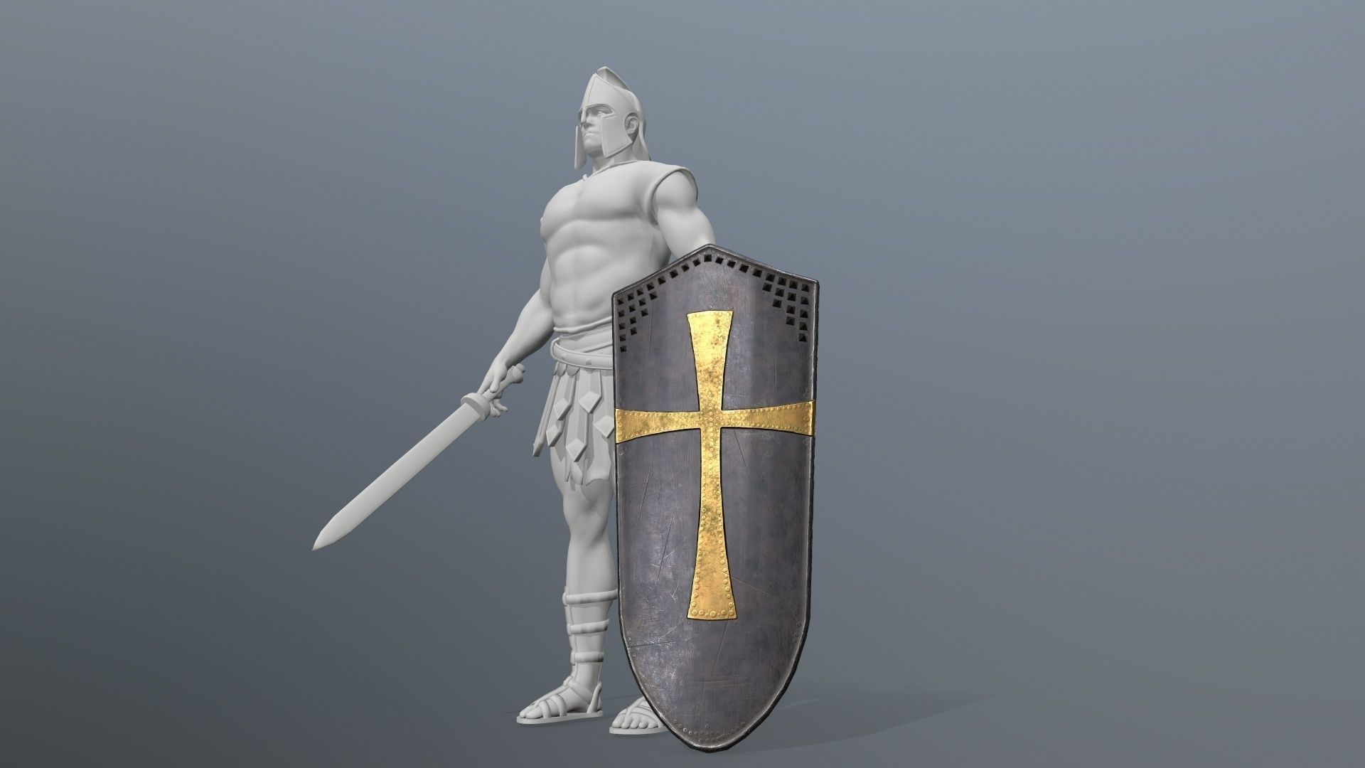 shield set spartan Low-poly 3D model_14