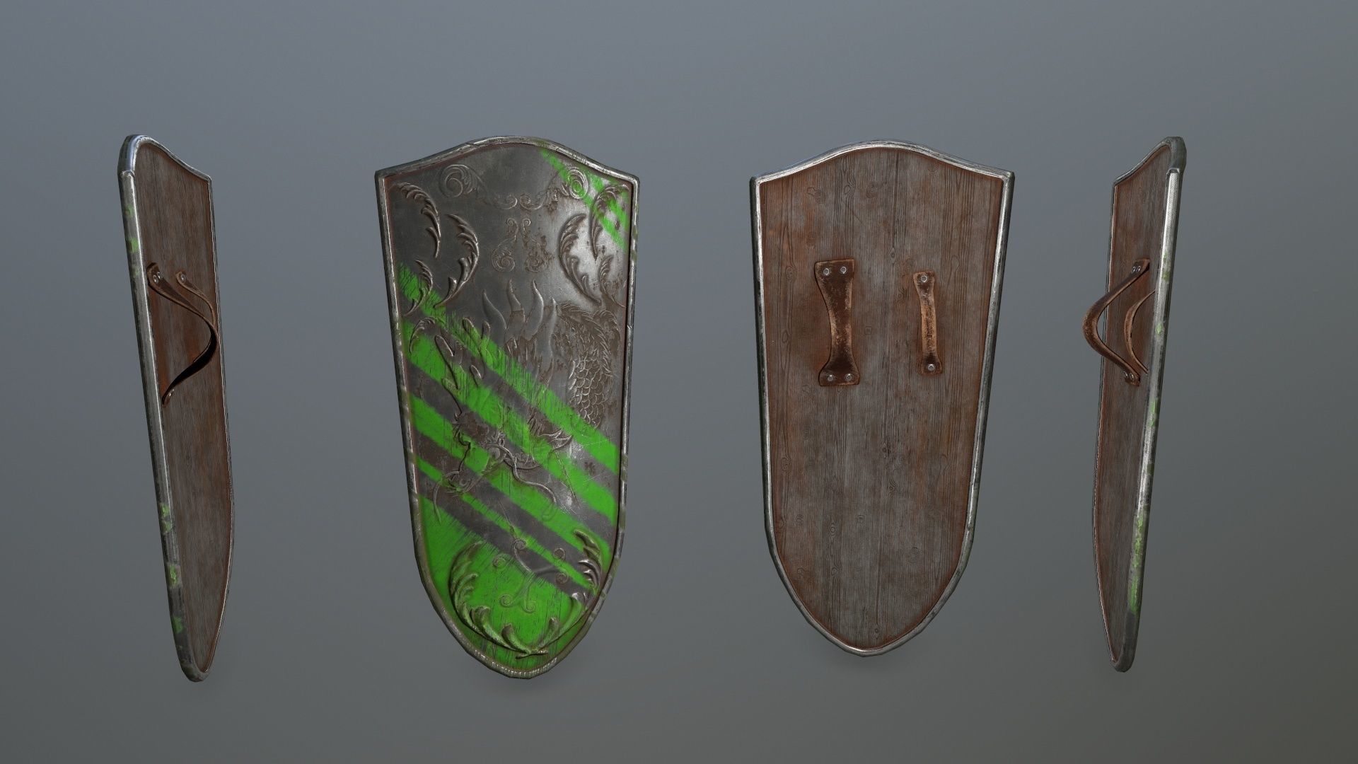 shield set spartan Low-poly 3D model_9