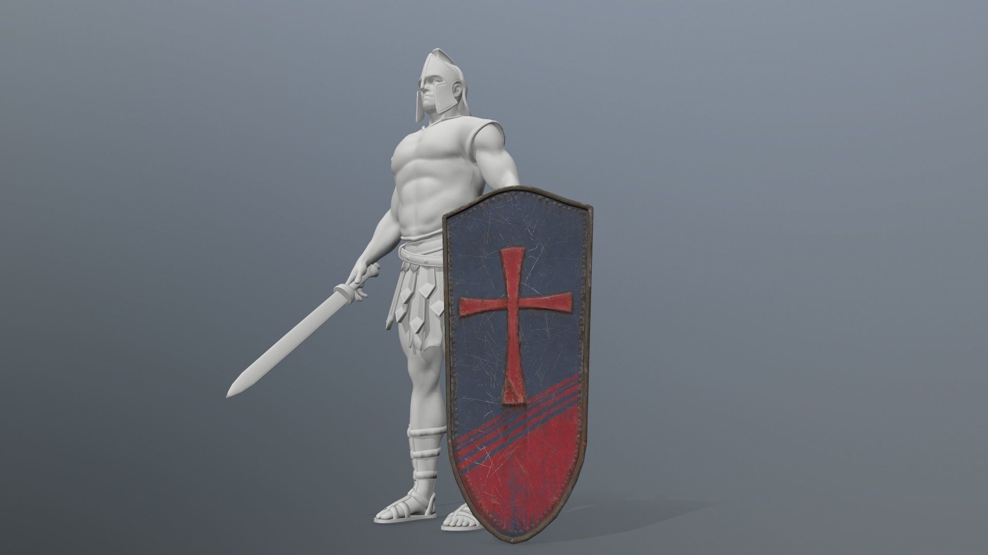 shield set spartan Low-poly 3D model_16