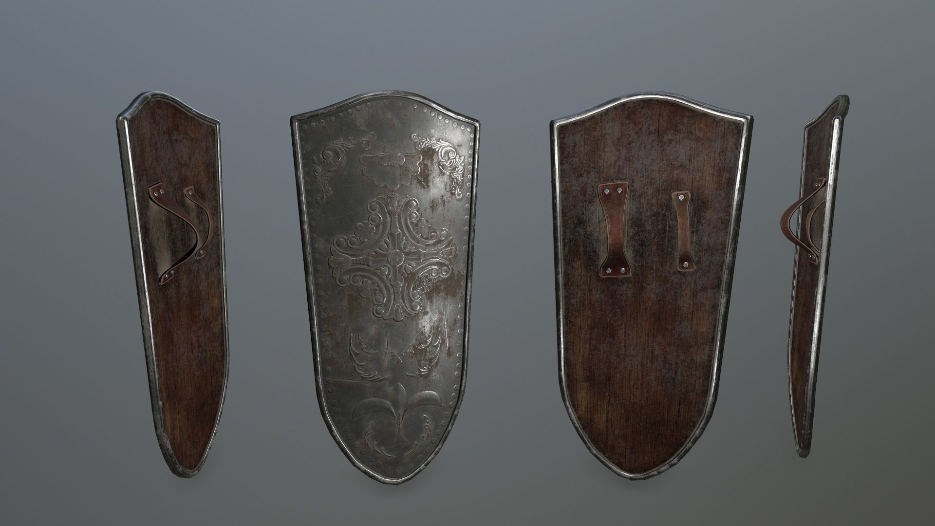 shield set spartan Low-poly 3D model_8