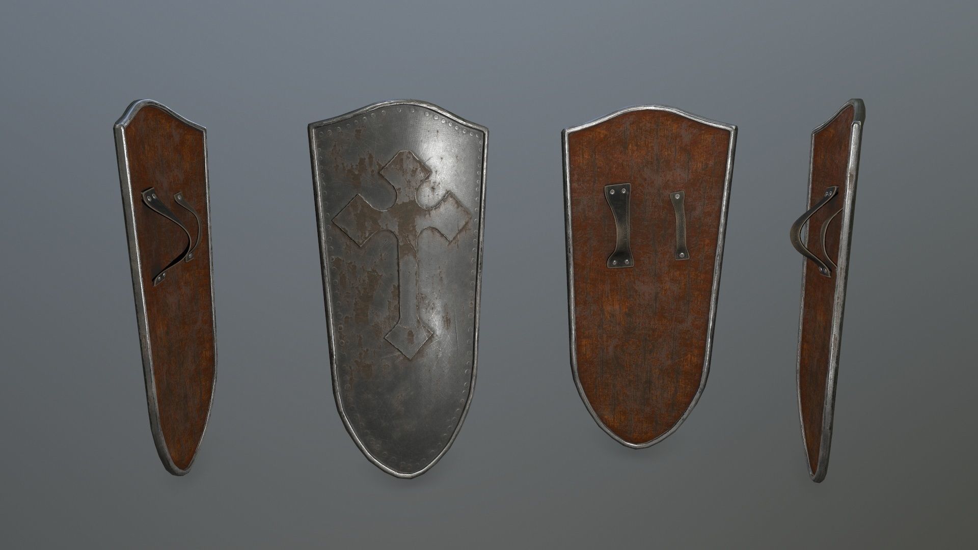 shield set spartan Low-poly 3D model_2