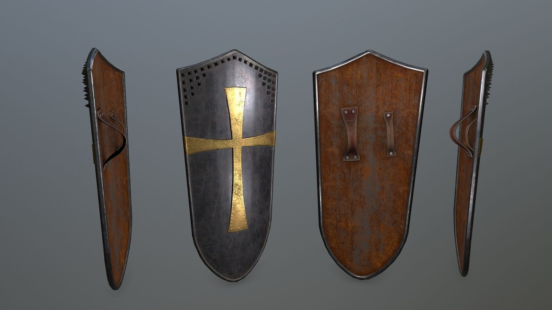 shield set spartan Low-poly 3D model_5