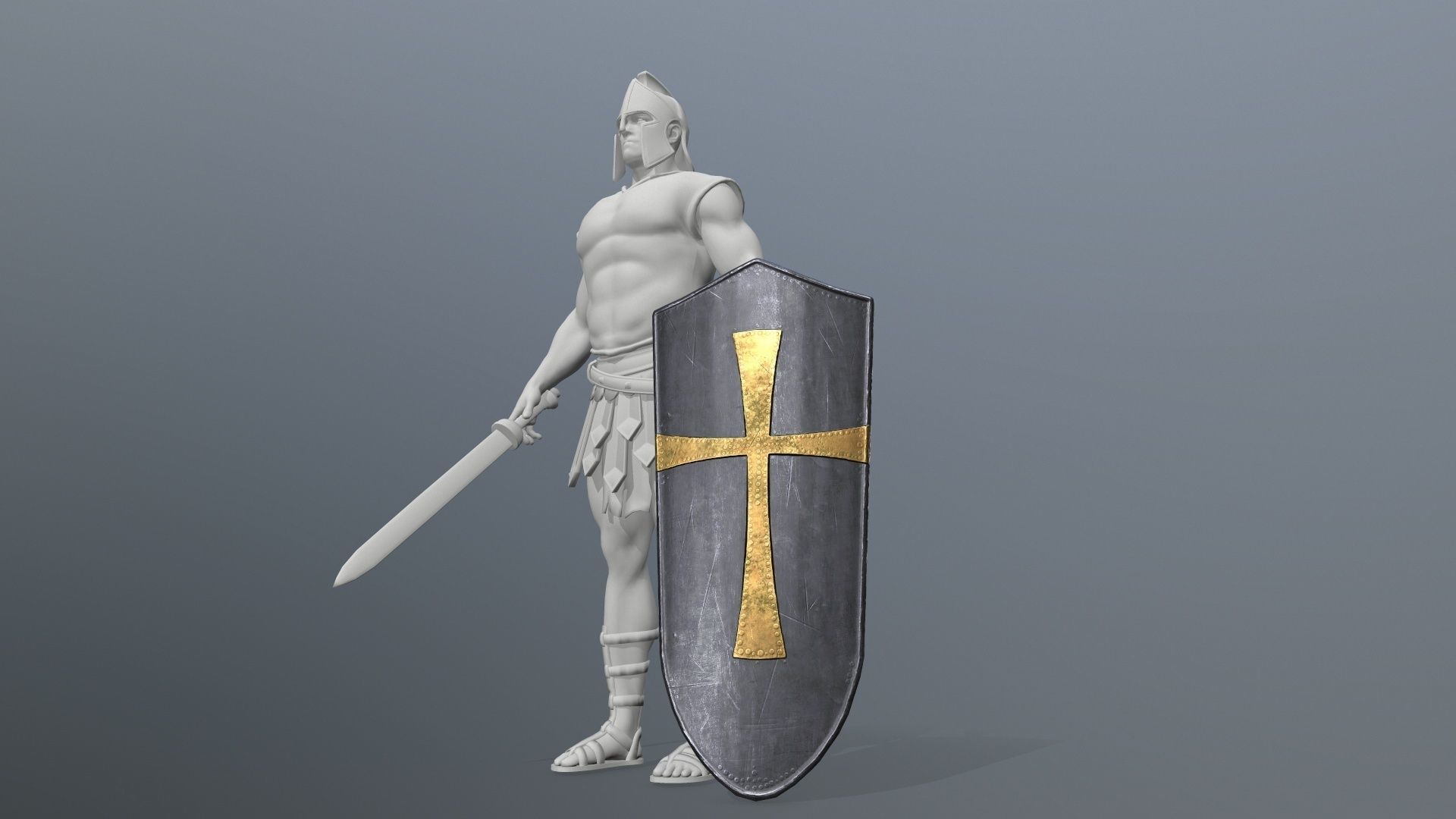 shield set spartan Low-poly 3D model_15