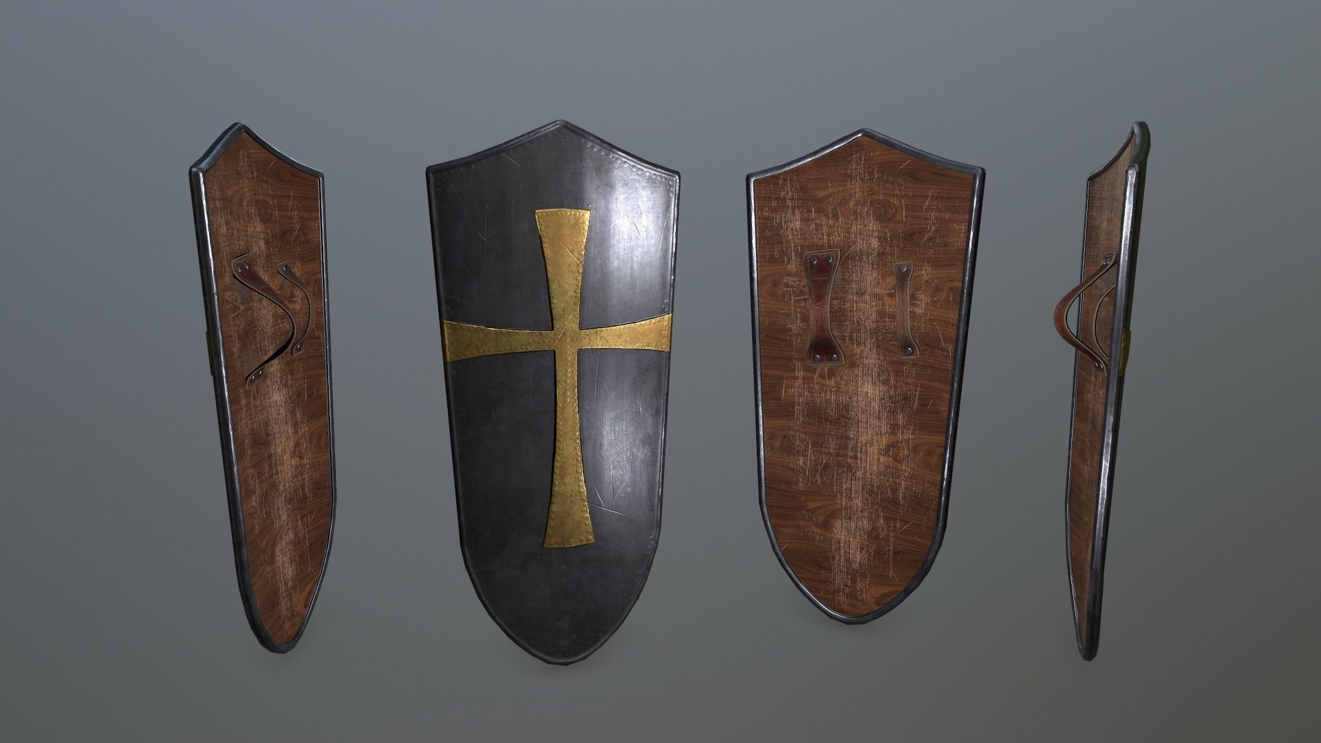 shield set spartan Low-poly 3D model_3