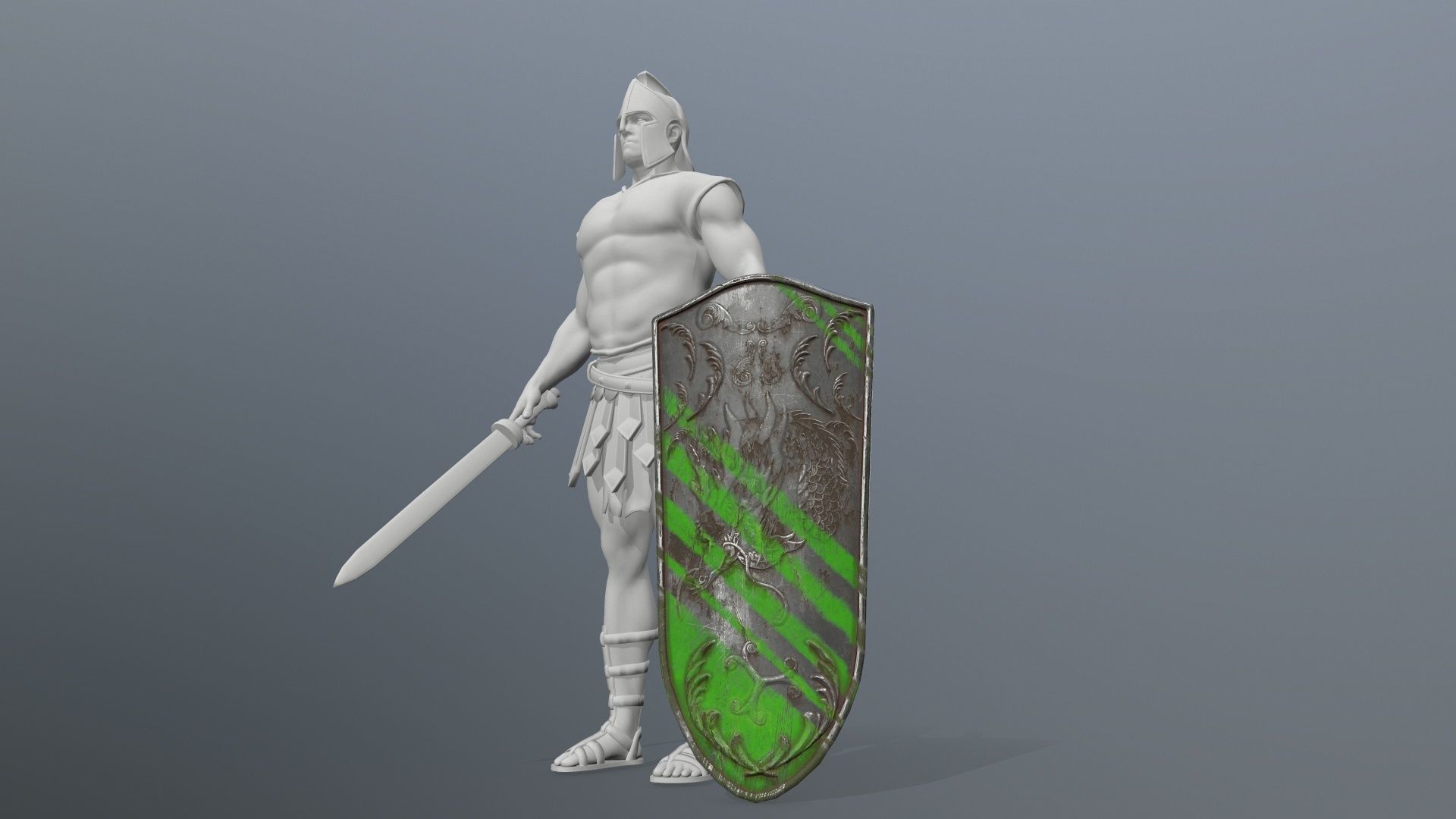 shield set spartan Low-poly 3D model_10