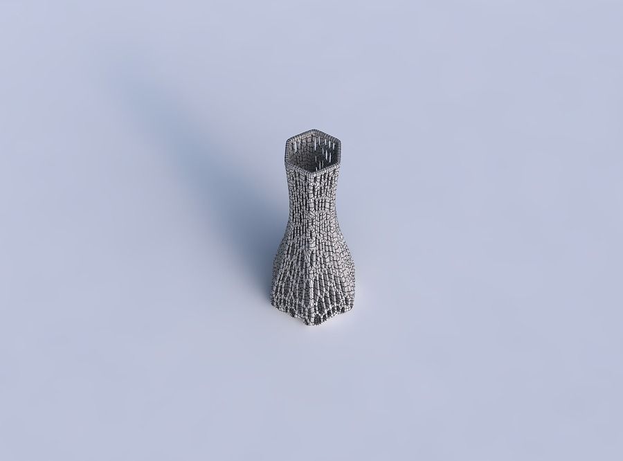 Vase squeezed hexagon with organic lattice and tappered thick... 3D print model_6