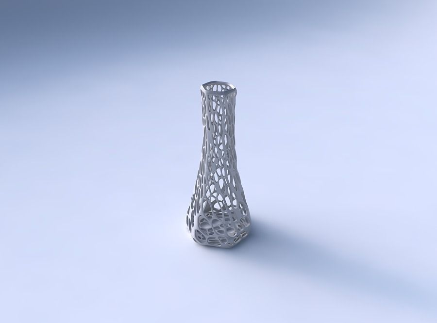 Vase squeezed hexagon with twisted dense organic lattice 3D print model_3