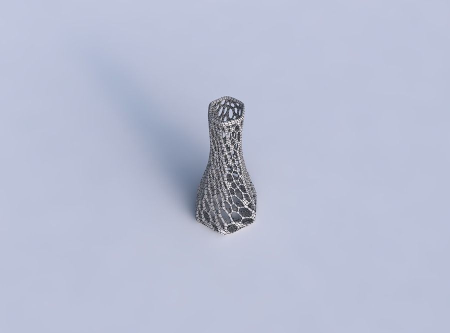 Vase squeezed hexagon with twisted dense organic lattice 3D print model_6