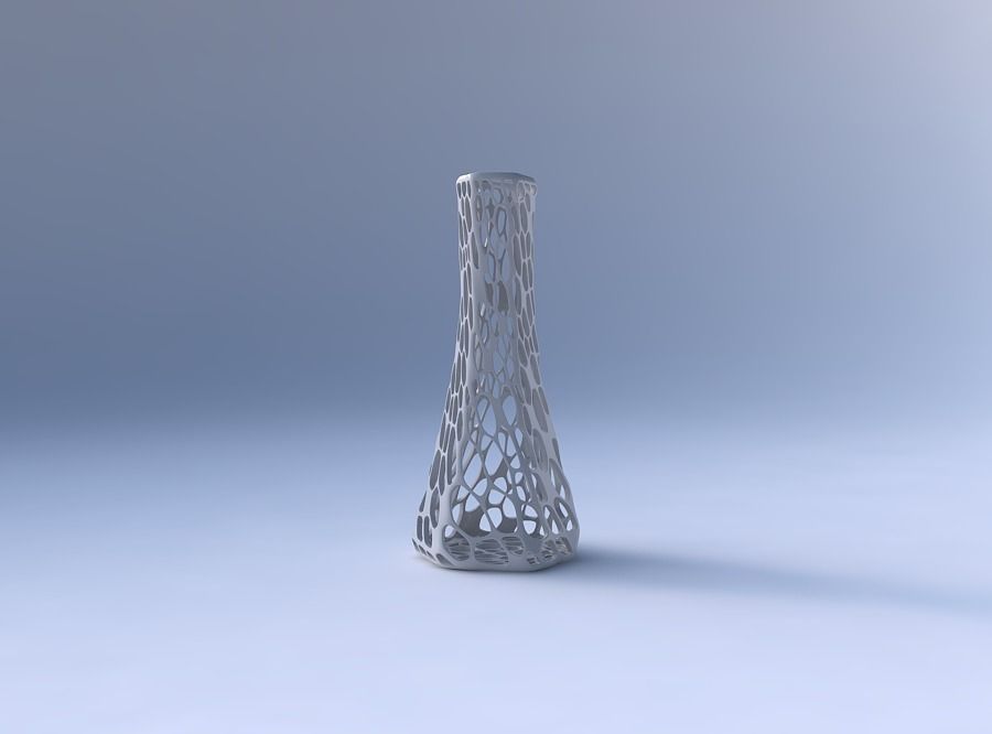 Vase squeezed hexagon with twisted dense organic lattice 3D print model_4