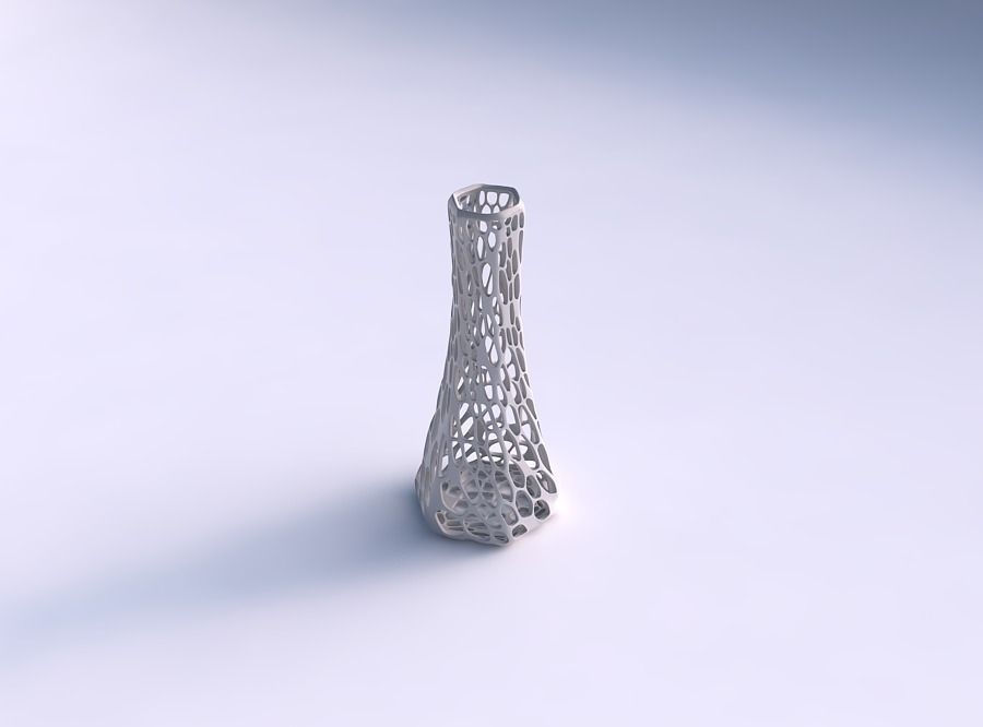 Vase squeezed hexagon with twisted dense organic lattice 3D print model_0