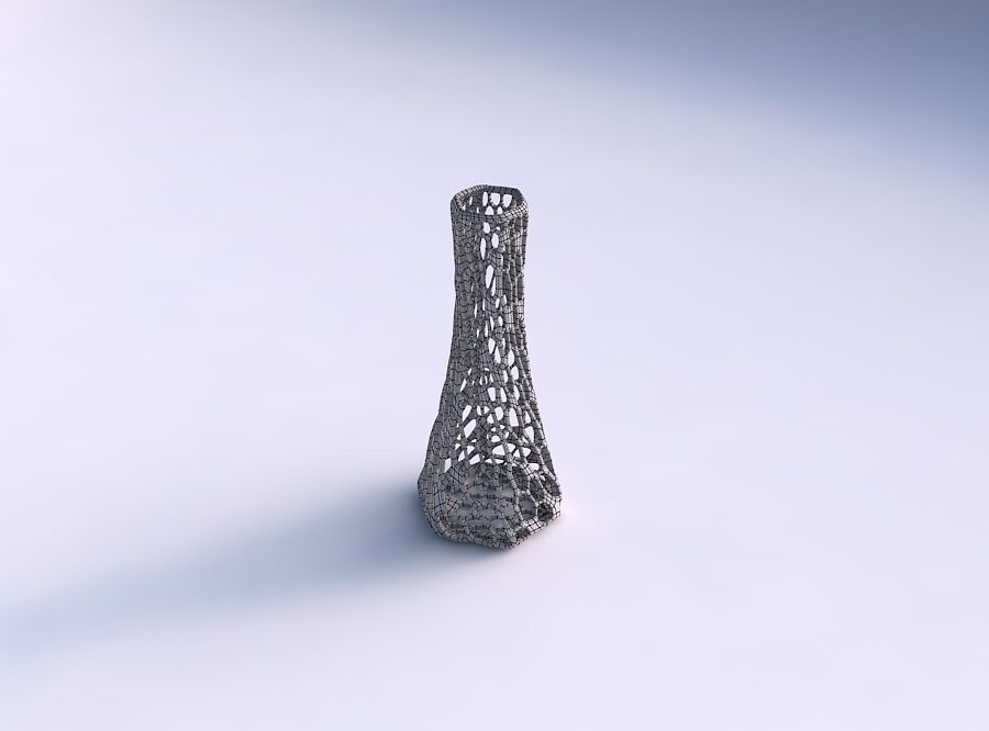 Vase squeezed hexagon with twisted dense organic lattice 3D print model_5