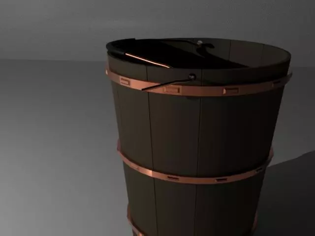 old wooden bucket Low-poly 3D model