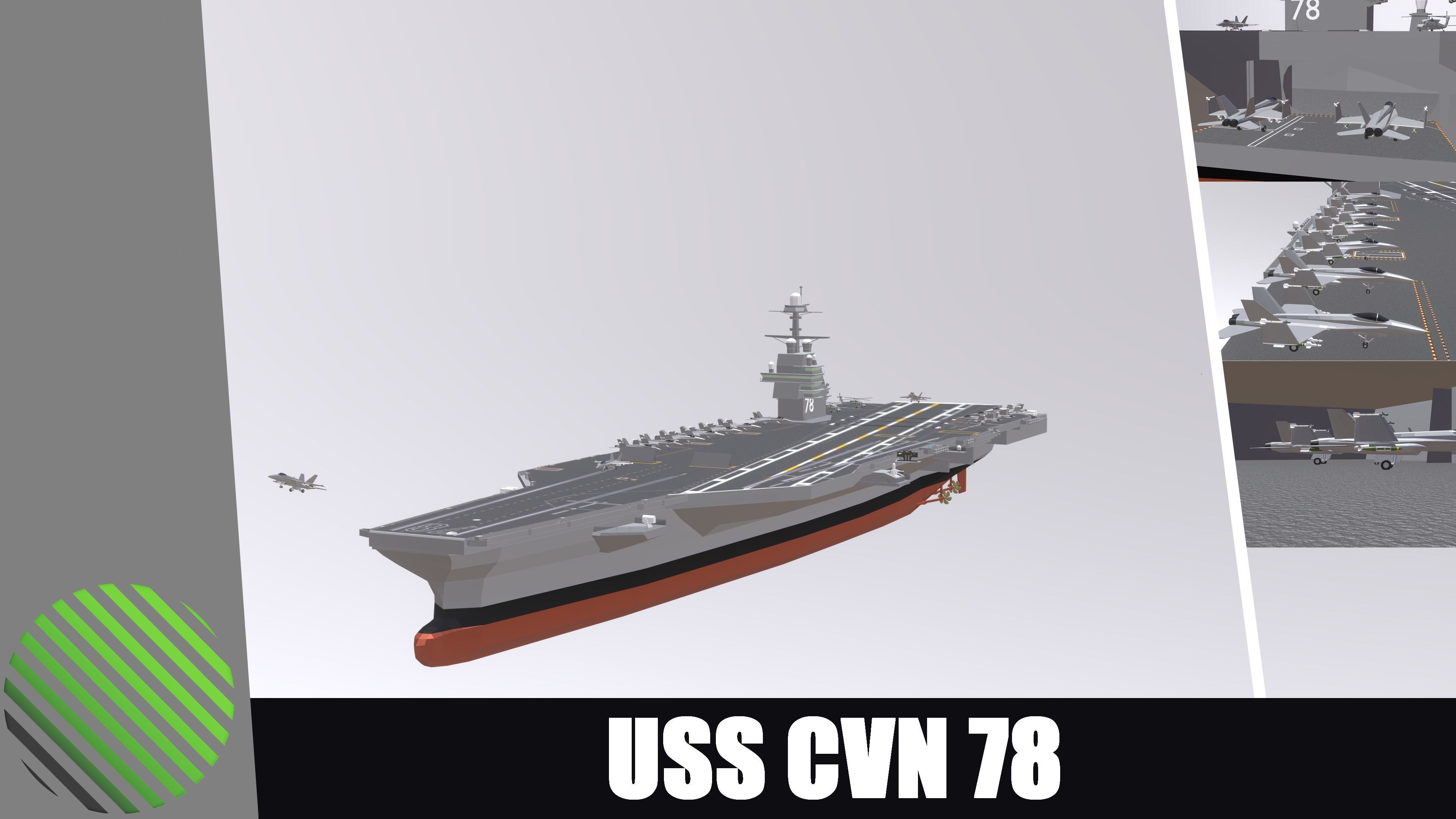 USS CVN 78 GERALD FORD Low-poly 3D model_3