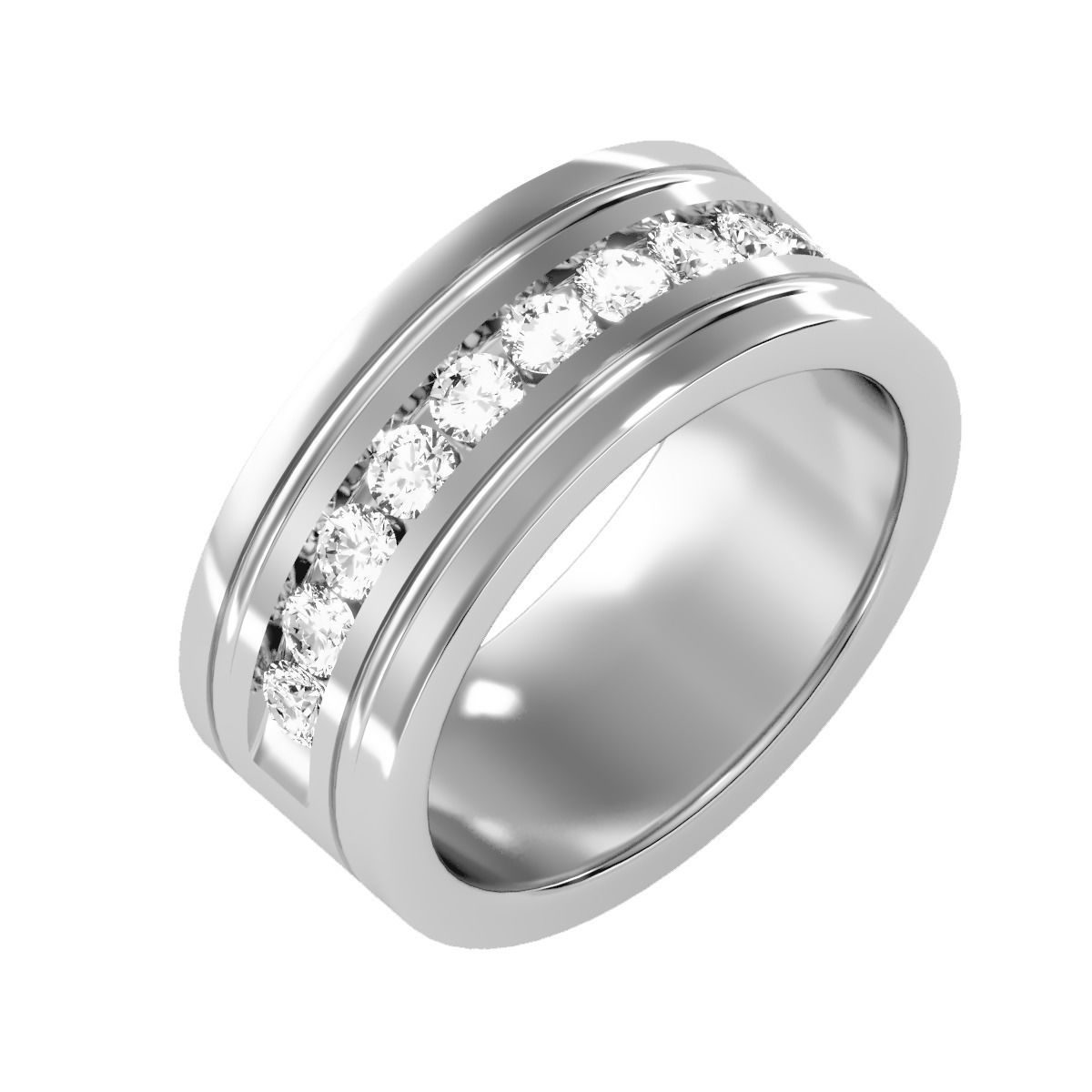 solitaire wedding engagement men ring 3dm render detail 3D print model_9