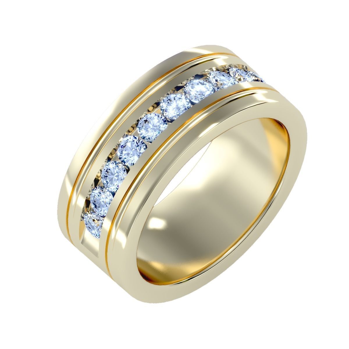 solitaire wedding engagement men ring 3dm render detail 3D print model_13