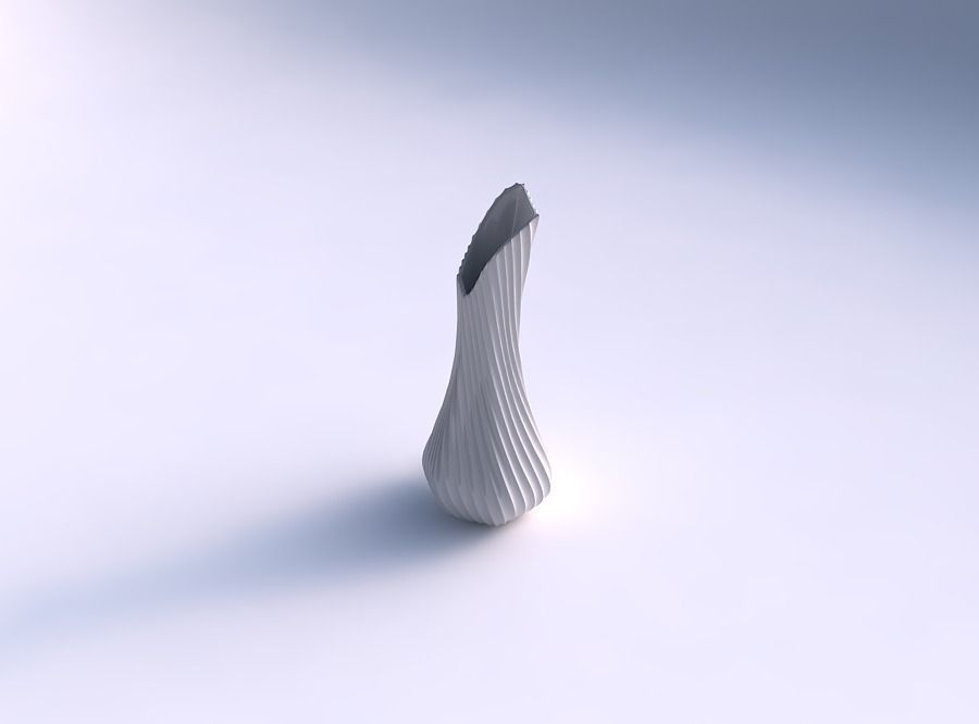 Vase top bent hexagon 2 with extruded vertical lines 2 3D print model_0