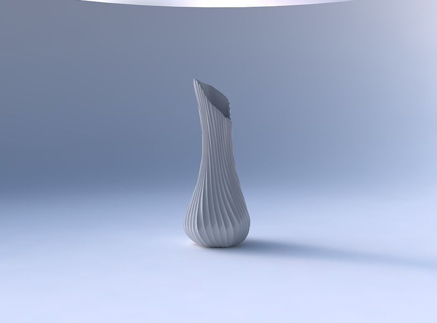 Vase top bent hexagon 2 with extruded vertical lines 2 3D print model_4
