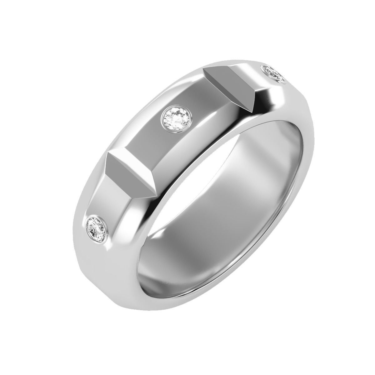 solitaire wedding engagement men ring 3dm render detail 3D print model_9