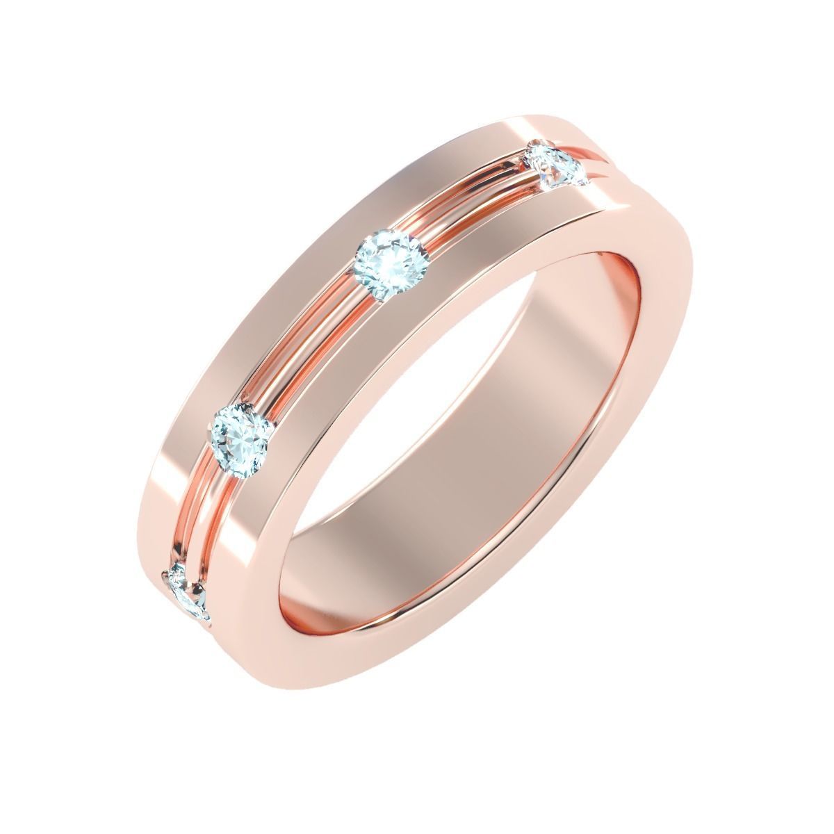 solitaire wedding engagement men ring 3dm render detail 3D print model_3