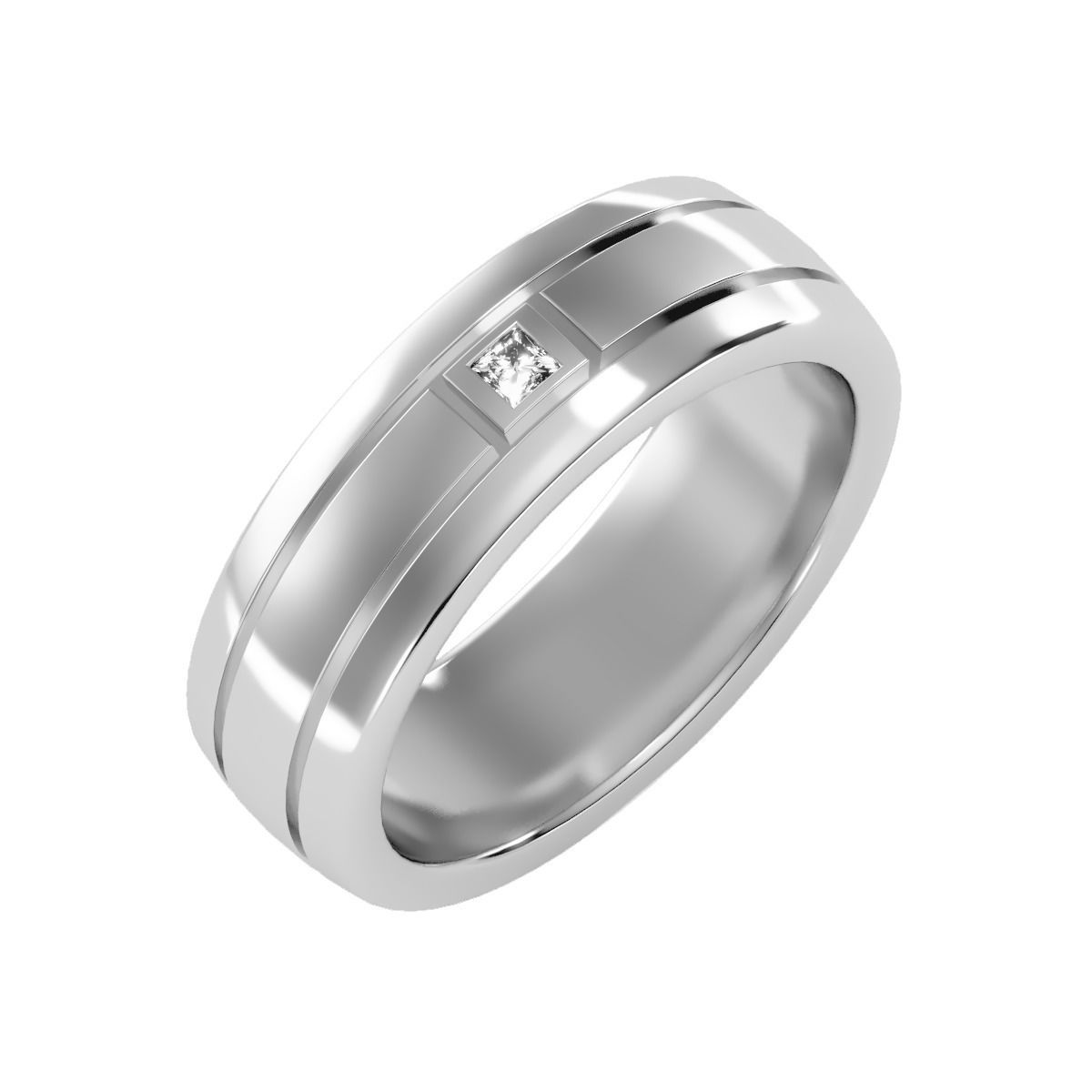 solitaire wedding engagement men ring 3dm render detail 3D print model_9
