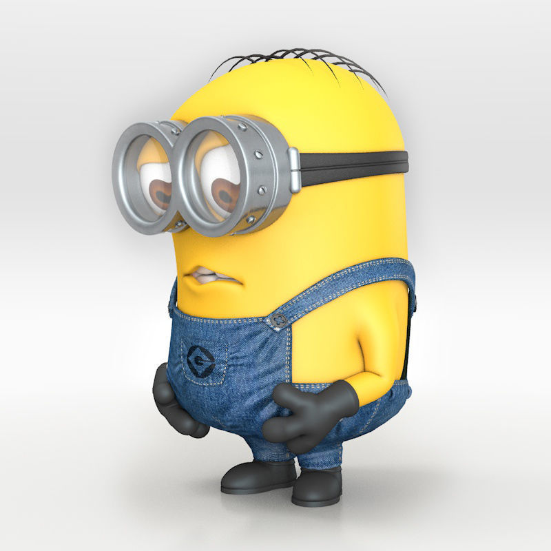 Minion in overalls and glasses 3D model_3