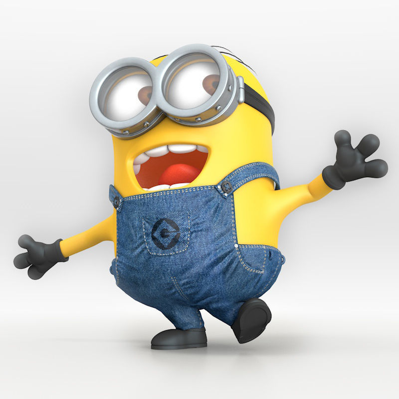 Minion in overalls and glasses 3D model_4