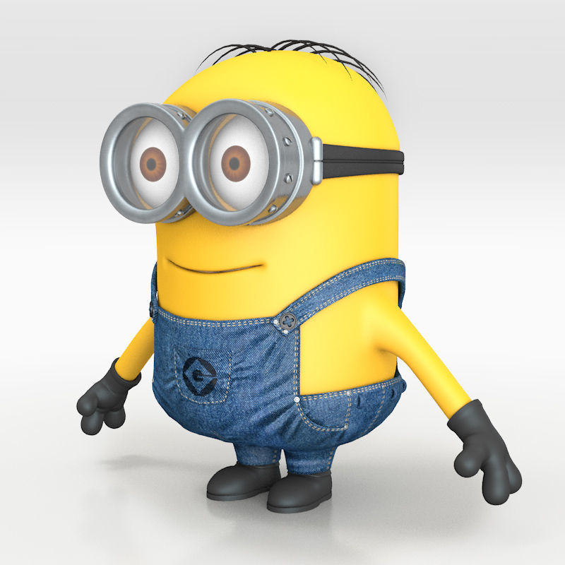 Minion in overalls and glasses 3D model_2