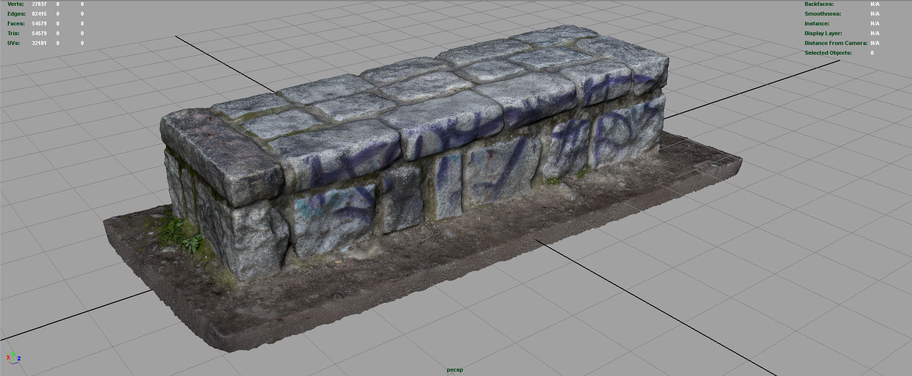 Stone Bench 1 Low-poly 3D model_4