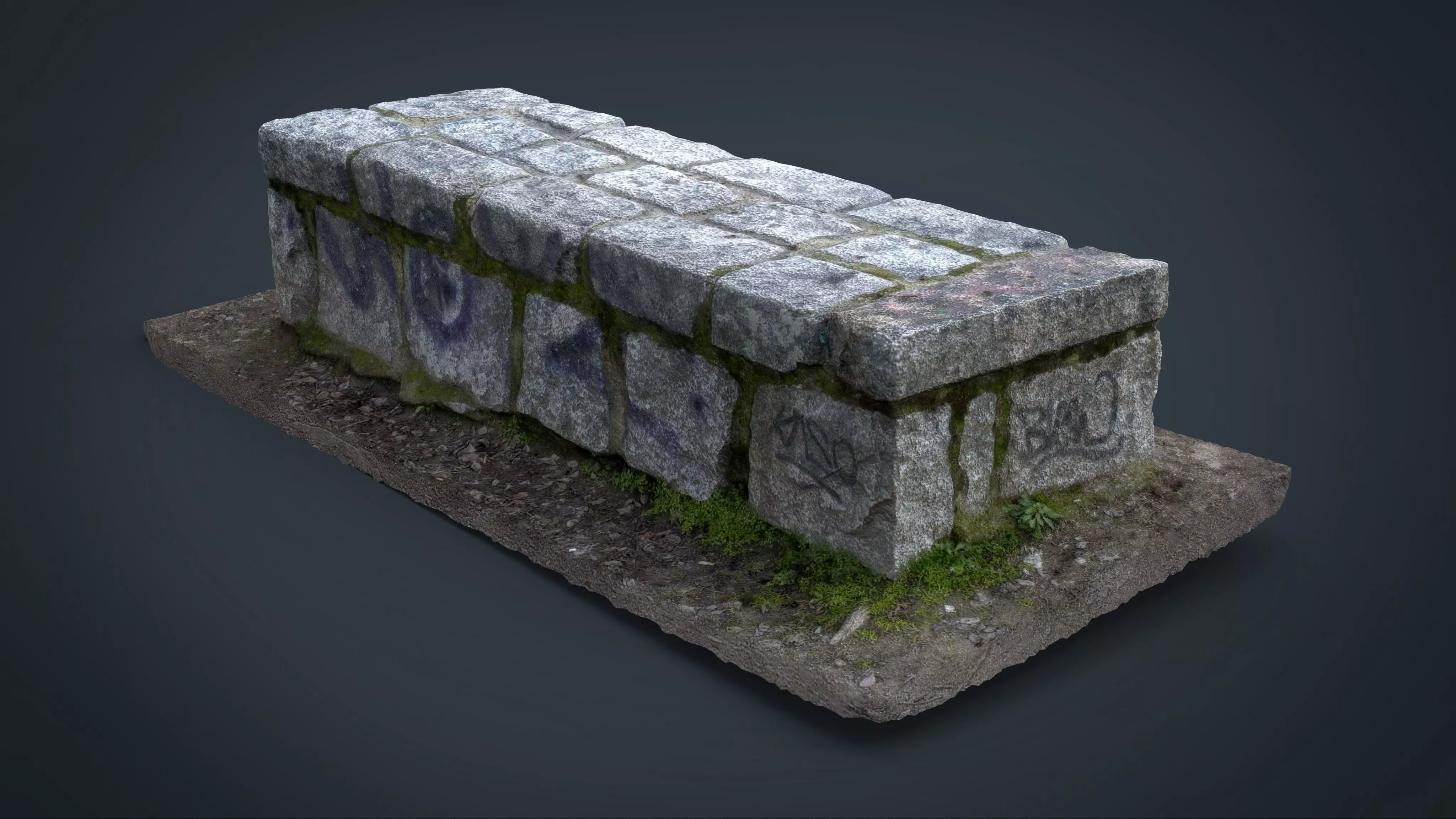 Stone Bench 1 Low-poly 3D model_0