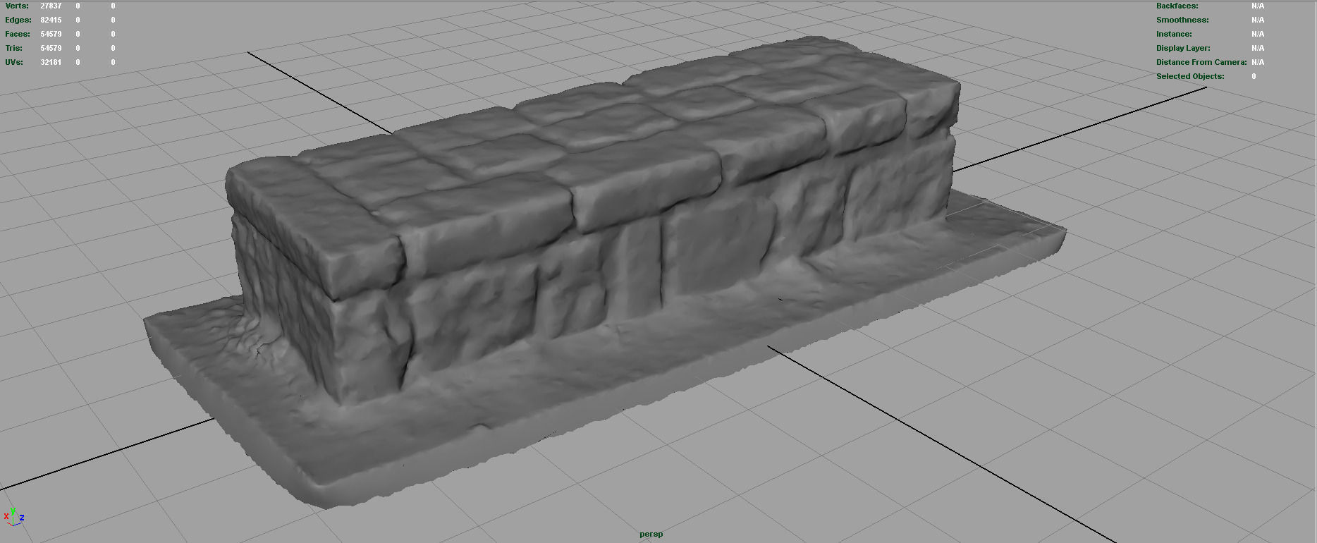Stone Bench 1 Low-poly 3D model_3