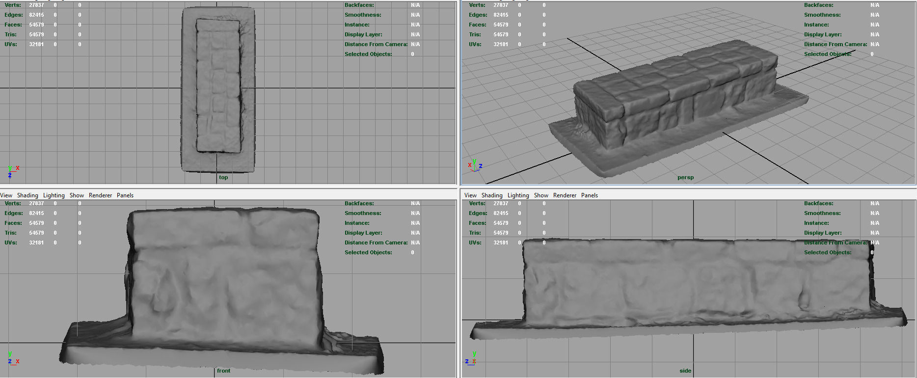 Stone Bench 1 Low-poly 3D model_8