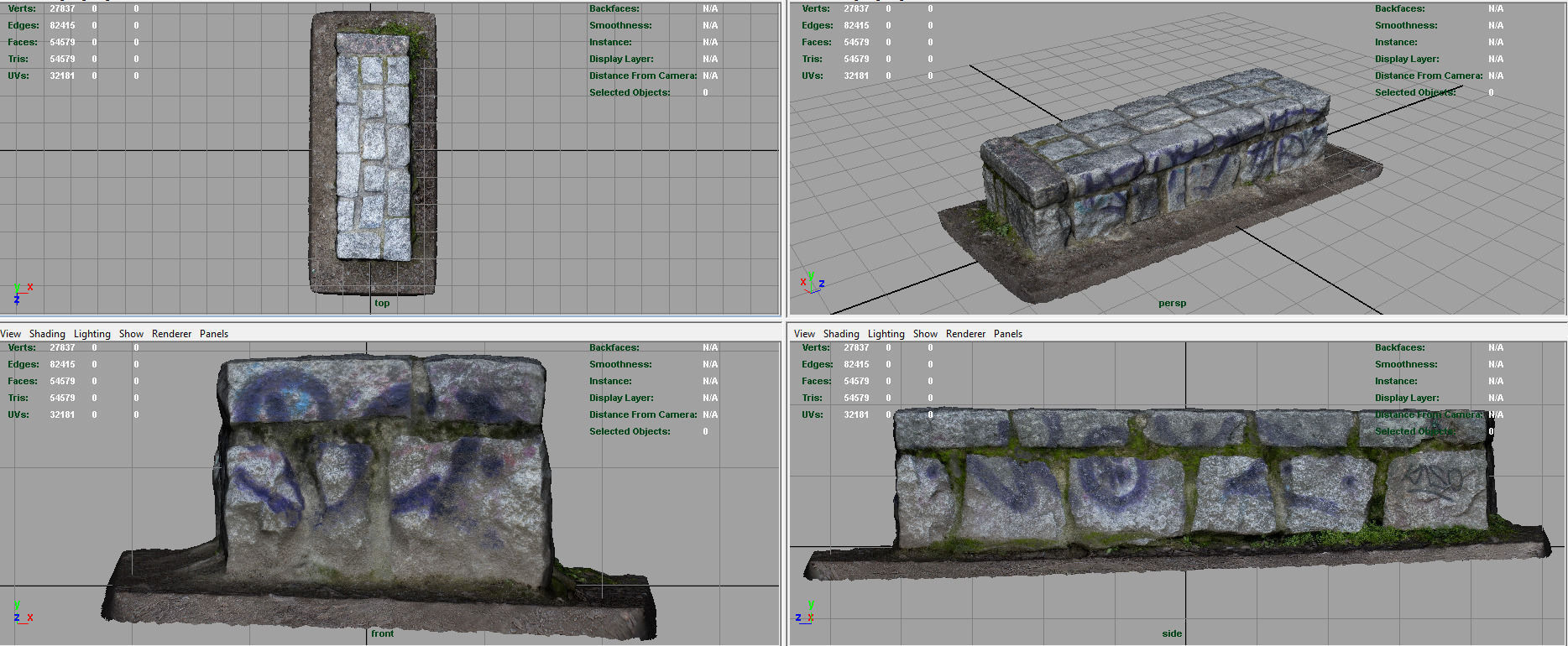 Stone Bench 1 Low-poly 3D model_6