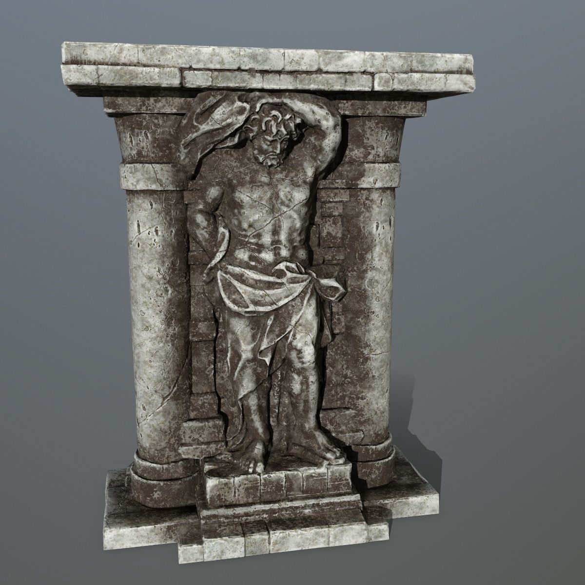 statue 2 column with Low-poly 3D model_2