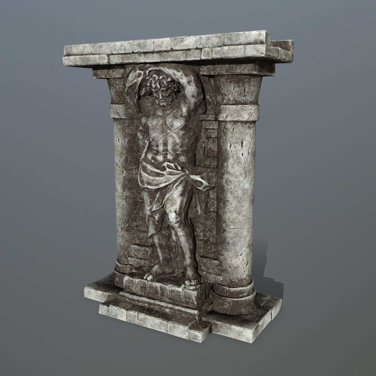 statue 2 column with Low-poly 3D model_9