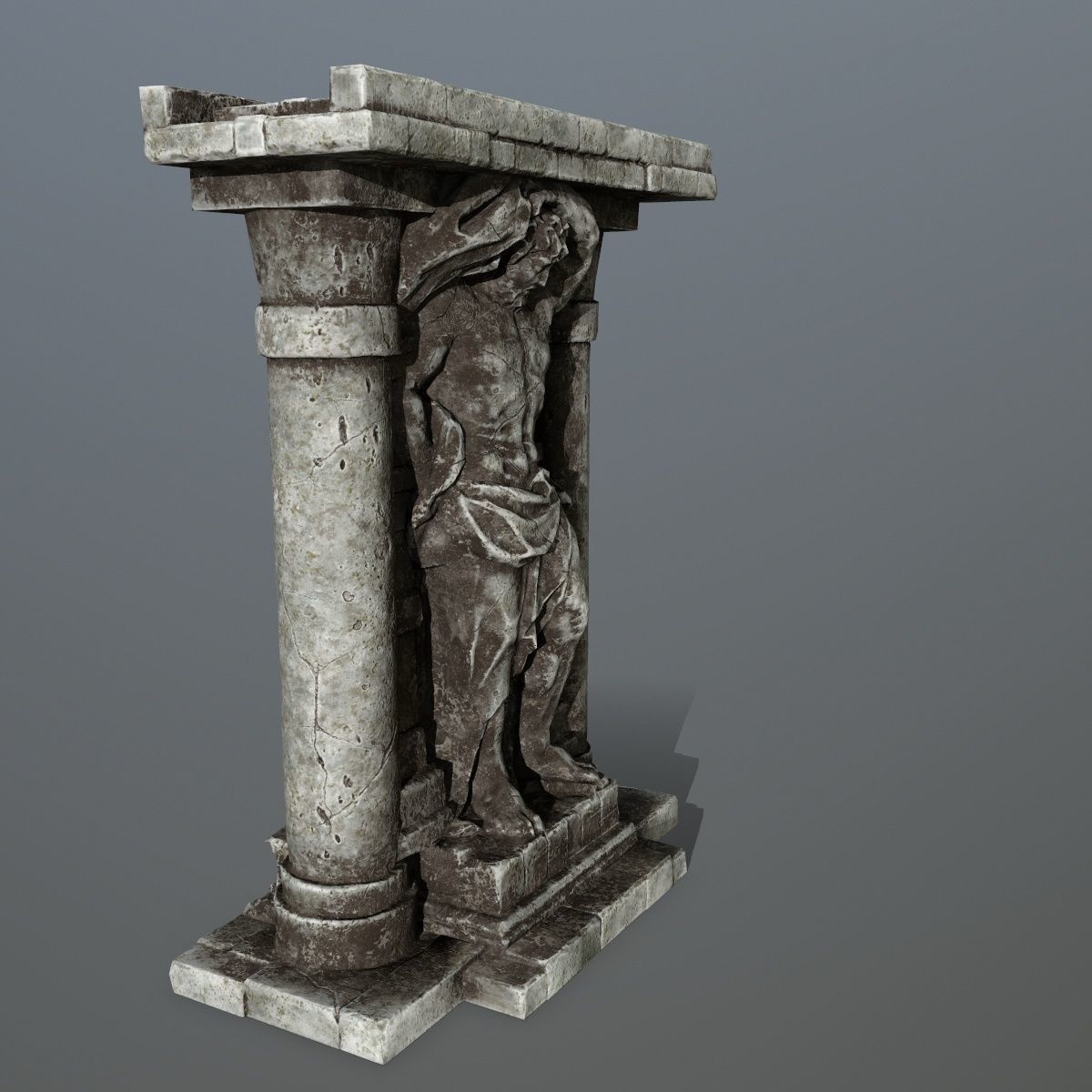 statue 2 column with Low-poly 3D model_3