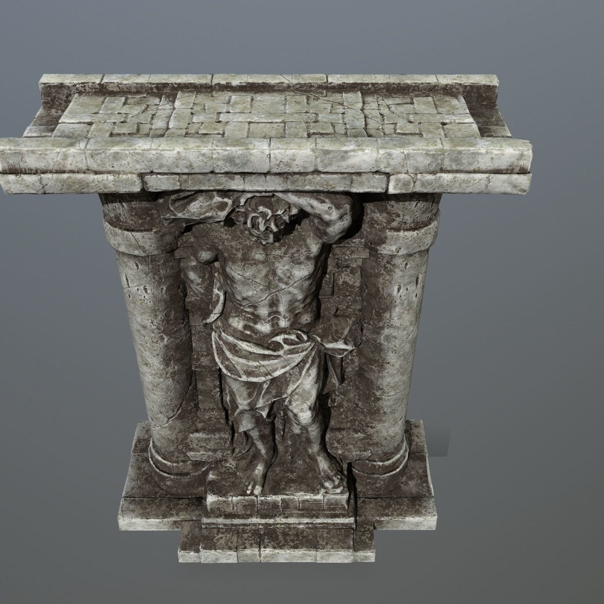 statue 2 column with Low-poly 3D model_11