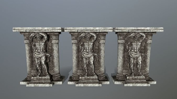 statue 2 column with Low-poly 3D model