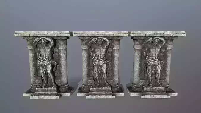 statue 2 column with Low-poly 3D model