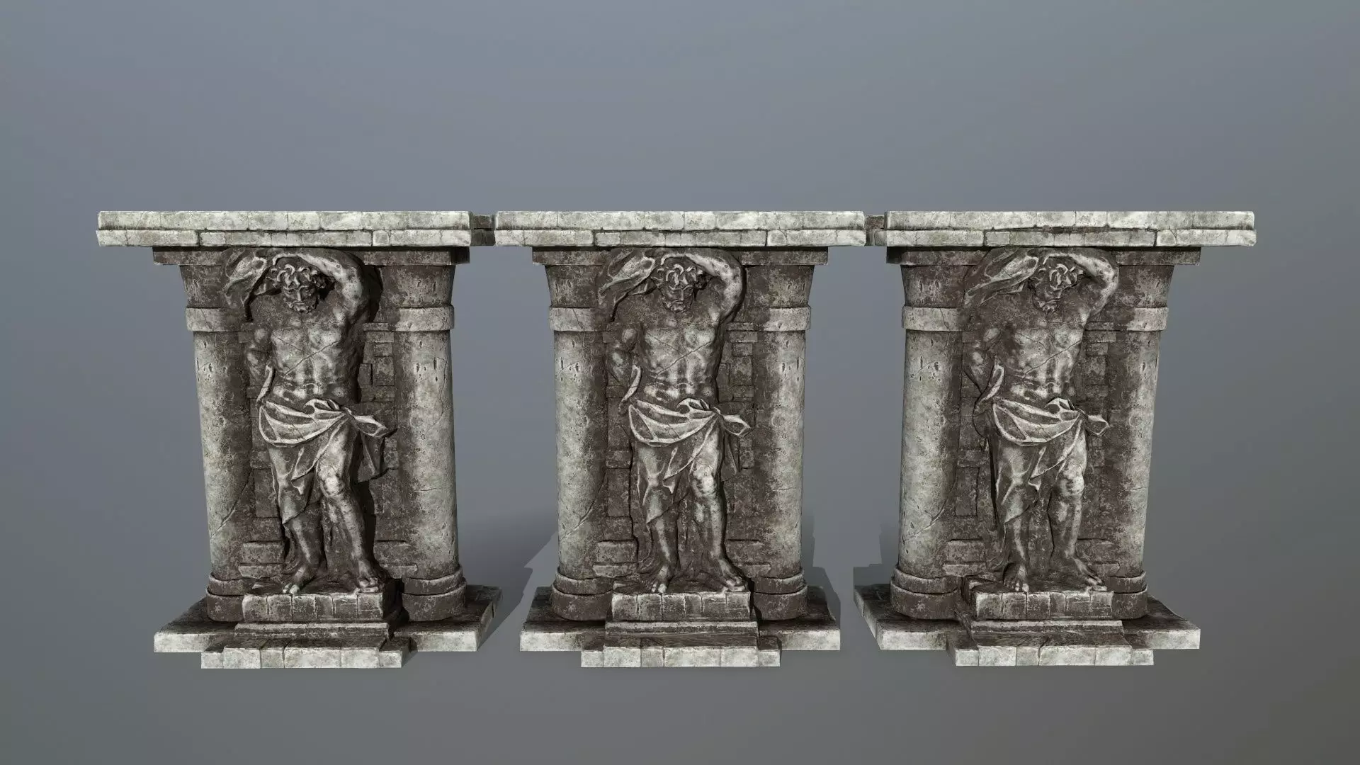 statue 2 column with Low-poly 3D model_0