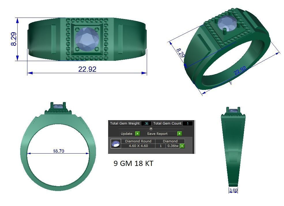 solitaire wedding engagement men ring 3dm render detail 3D print model_12
