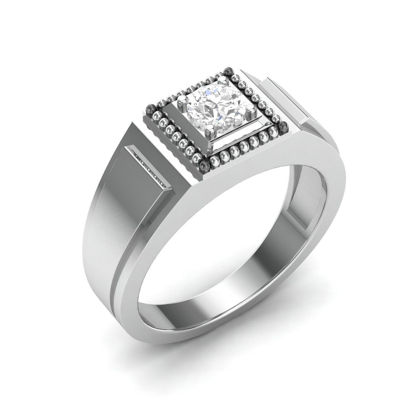 solitaire wedding engagement men ring 3dm render detail 3D print model_1