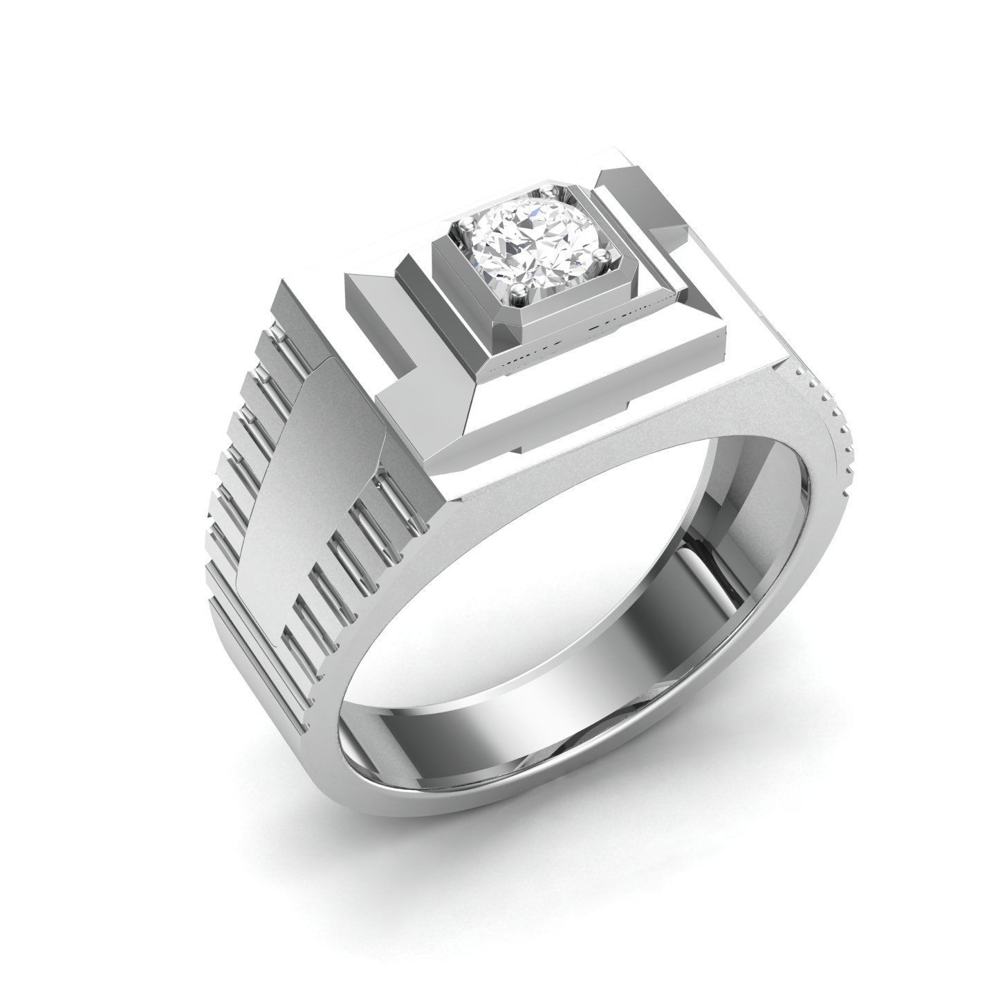 solitaire wedding engagement men ring 3dm render detail 3D print model_1