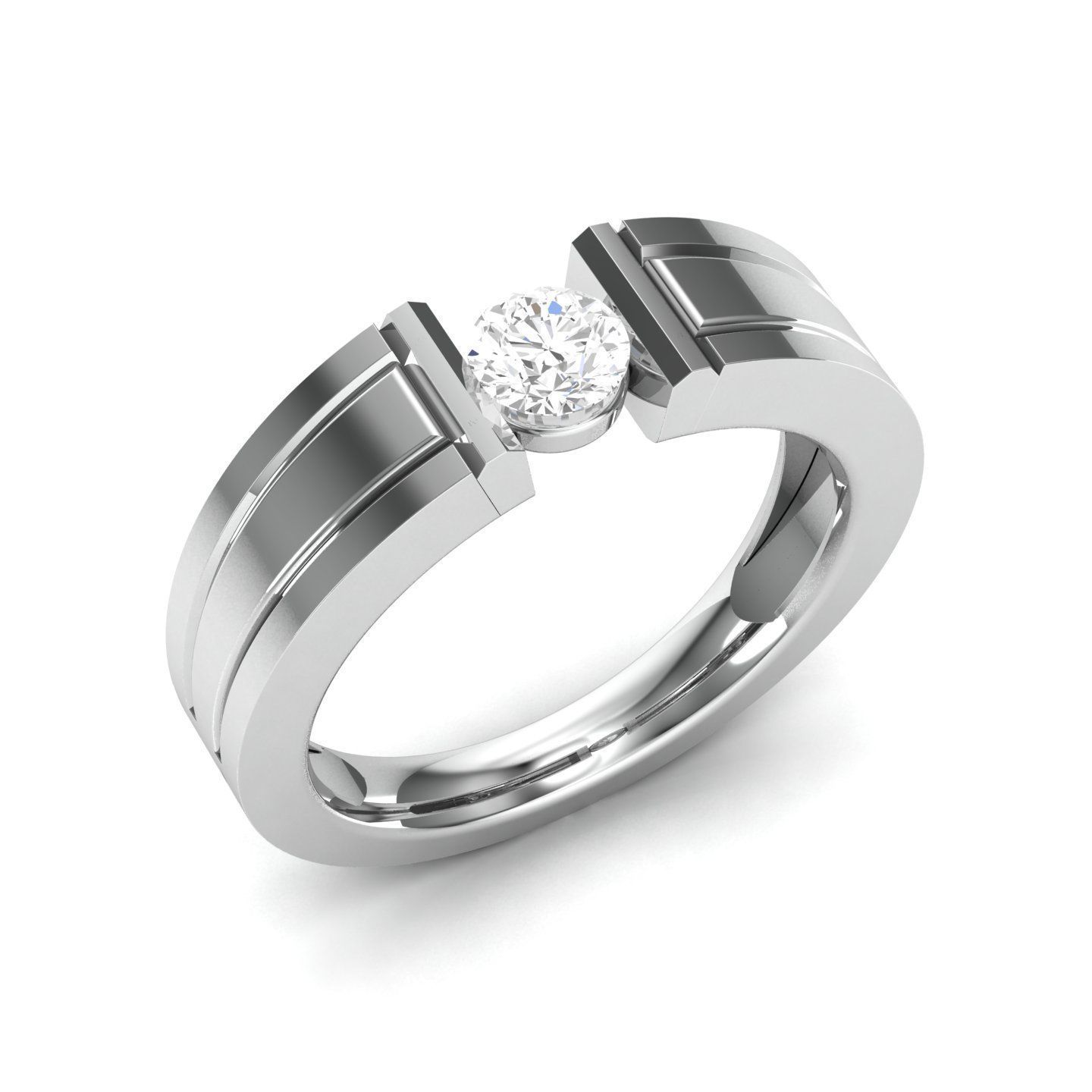 solitaire wedding engagement men ring 3dm render detail 3D print model_1