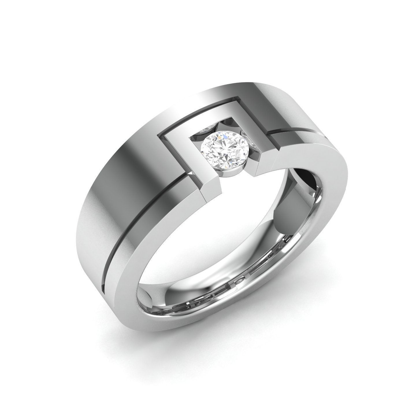 solitaire wedding engagement men ring 3dm render detail 3D print model_1