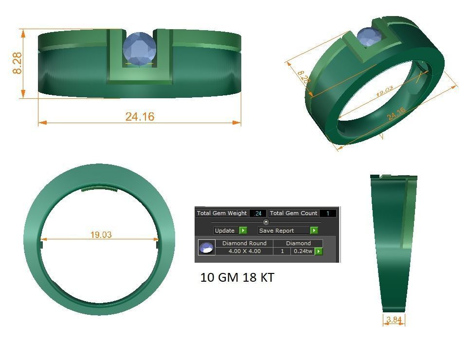 solitaire wedding engagement men ring 3dm render detail 3D print model_12