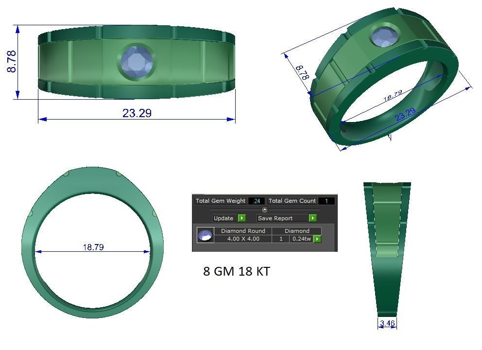 solitaire wedding engagement men ring 3dm render detail 3D print model_12