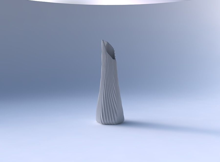 Vase top bent hexagon with extruded vertical lines 2 3D print model_4
