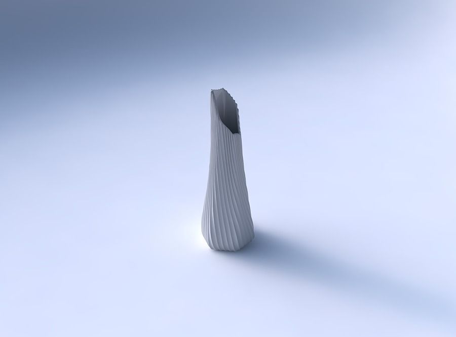 Vase top bent hexagon with extruded vertical lines 2 3D print model_3
